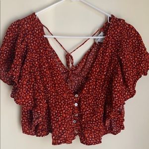 Forever 21 red floral crop